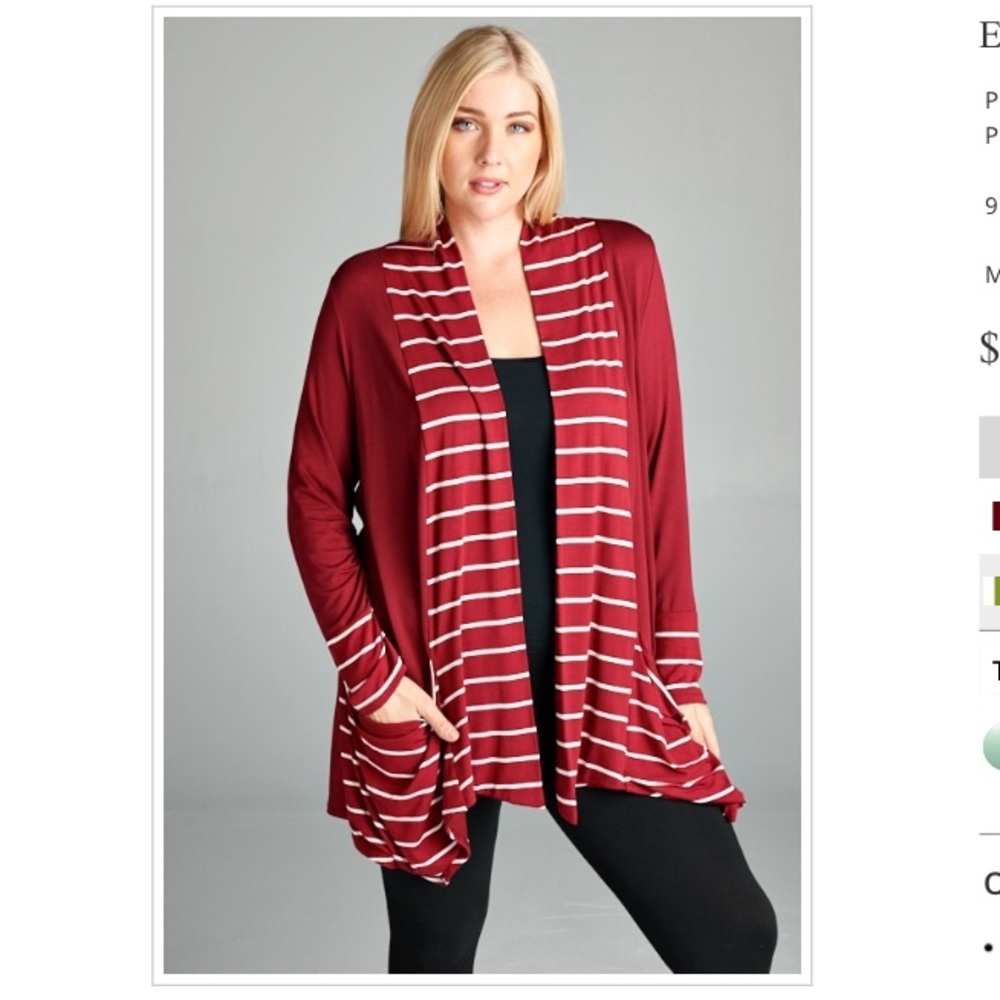 Plus Size Striped Draped Cardigan with Pockets